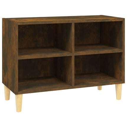 Tv-bänk med ben i massivt trä rökfärgad ek 69,5x30x50 cm