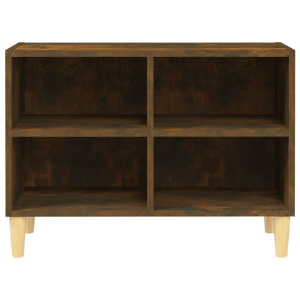 Tv-bänk med ben i massivt trä rökfärgad ek 69,5x30x50 cm