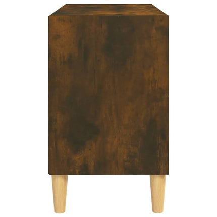 Tv-bänk med ben i massivt trä rökfärgad ek 69,5x30x50 cm