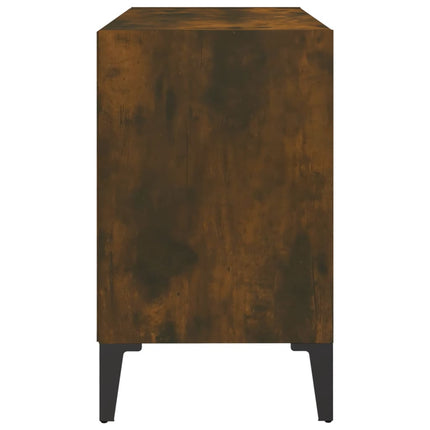 Tv-bänk med metallben rökfärgad ek 69,5x30x50 cm