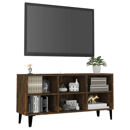 Tv-bänk med metallben sonoma-ek 103,5x30x50 cm