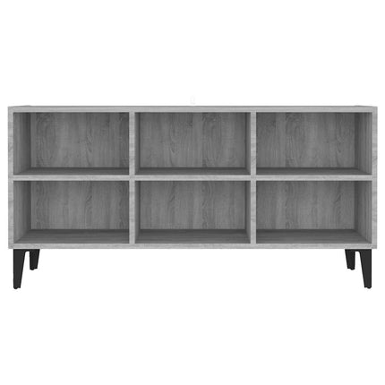 Tv-bänk med metallben grå sonoma 103,5x30x50 cm