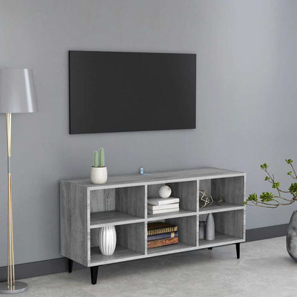 Tv-bänk med metallben grå sonoma 103,5x30x50 cm