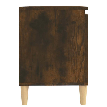 TV-bänk med massiva träben rökfärgad ek 103,5x35x50 cm