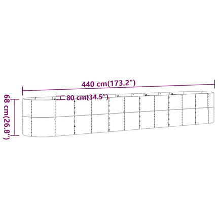 Odlingslåda galvaniserat stål 440x80x68 cm antracit