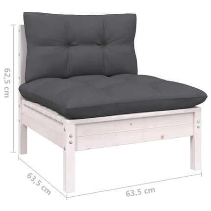 Loungegrupp med antracit dynor 13 delar massiv furu