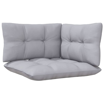 Loungegrupp med dynor 4 delar grå furu