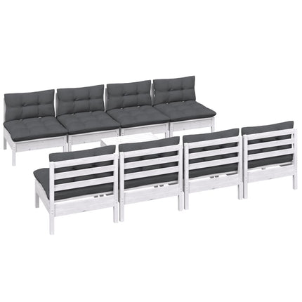 Loungegrupp med dynor 9 delar massiv furu