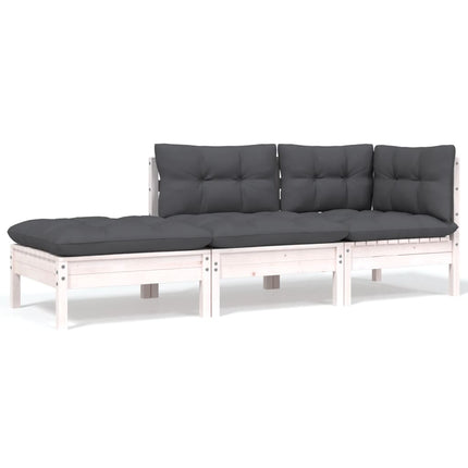 Loungegrupp med dynor 8 delar massiv furu