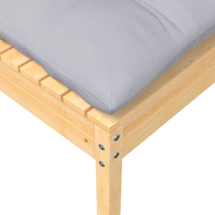 Loungegrupp med grå dynor 9 delar massiv furu