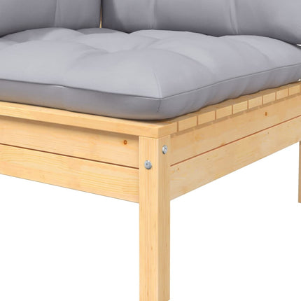 Loungegrupp med grå dynor 8 delar massiv furu