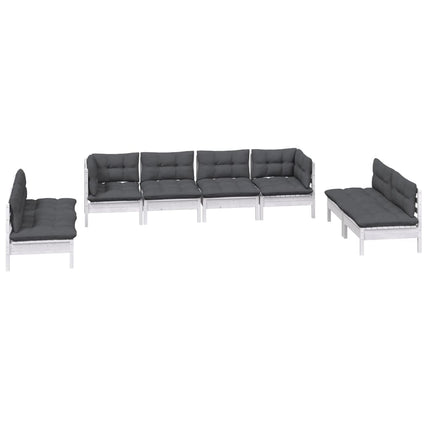 Loungegrupp med dynor 8 delar massiv furu