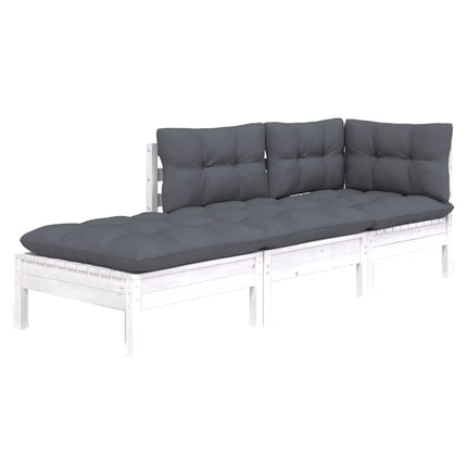 Loungegrupp med dynor 3 delar massiv furu