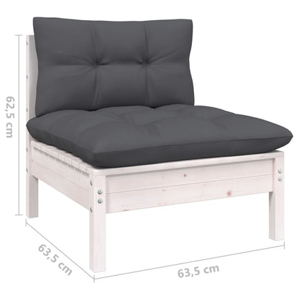 Loungegrupp med dynor 4 delar vit massiv furu