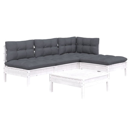 Loungegrupp med dynor 5 delar vit massiv furu