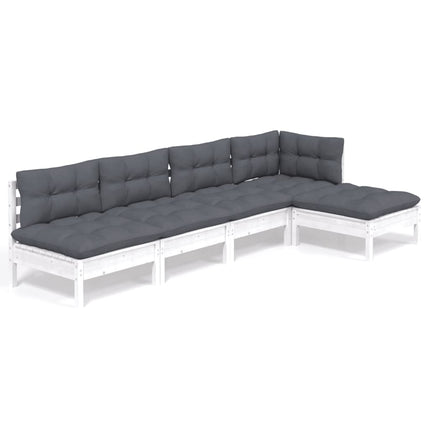 Loungegrupp med dynor 5 delar vit massiv furu