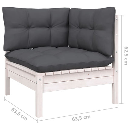 Loungegrupp med dynor 5 delar vit massiv furu