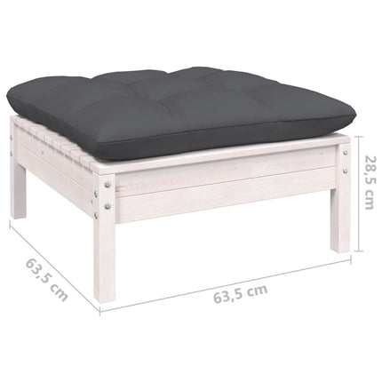 Loungegrupp med dynor 5 delar vit massiv furu