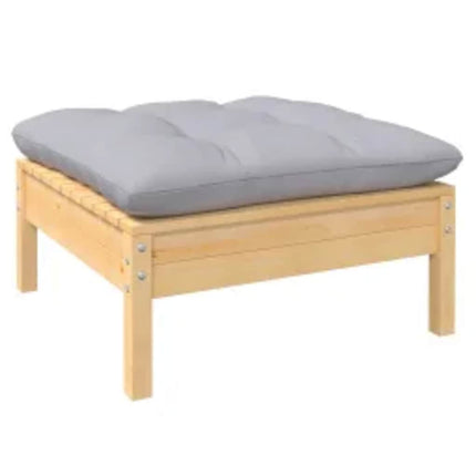 Loungegrupp med dynor 4 delar grå furu