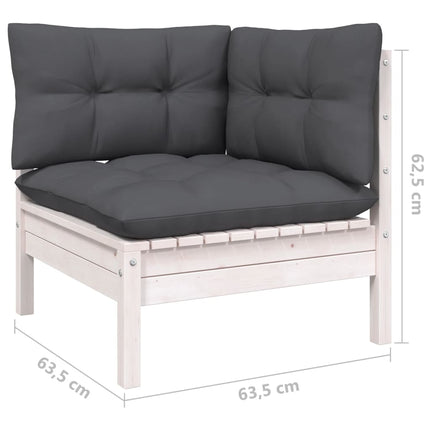 Loungegrupp med dynor 5 delar vit massiv furu
