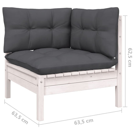 Loungegrupp med dynor 6 delar vit massiv furu