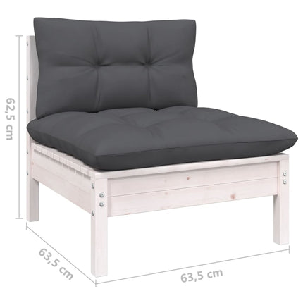 Loungegrupp med dynor 11 delar vit massiv furu