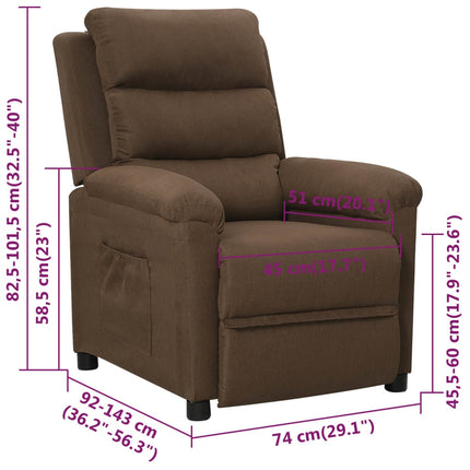 Reclinerfåtölj brun tyg