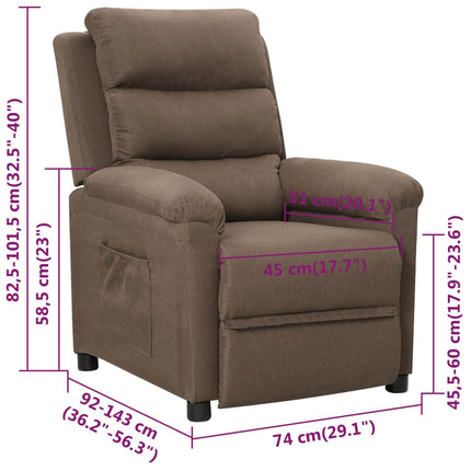 Reclinerfåtölj taupe tyg