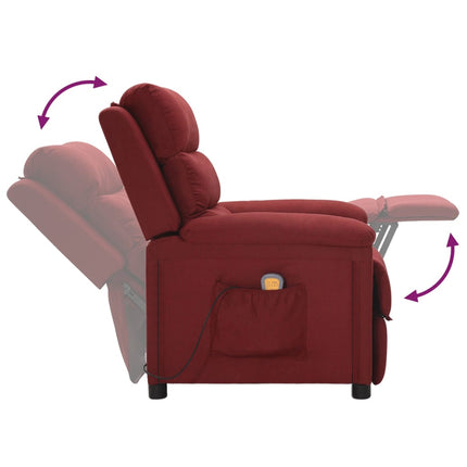 Massagefåtölj vinröd tyg