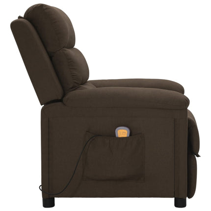Massagefåtölj mörkbrun tyg