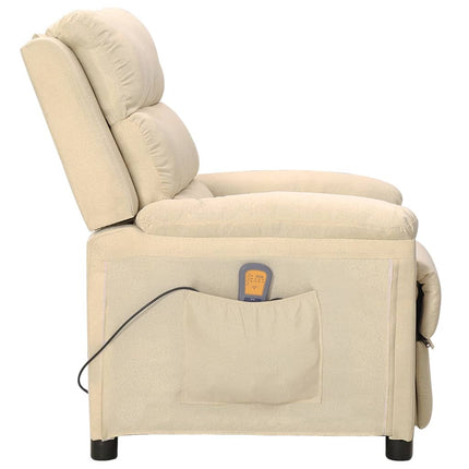 Massagefåtölj gräddvit tyg