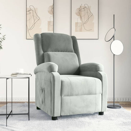 Reclinerfåtölj ljusgrå sammet