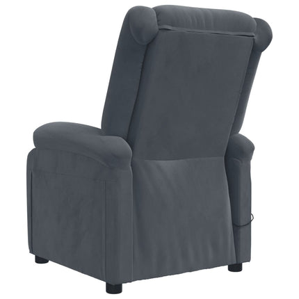 Massagefåtölj mörkgrå sammet