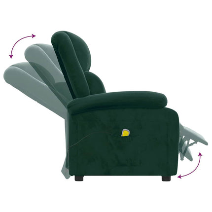 Massagefåtölj mörkgrön sammet