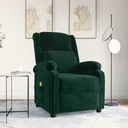 Massagefåtölj mörkgrön sammet