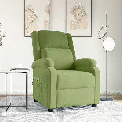 Massagefåtölj ljusgrön sammet