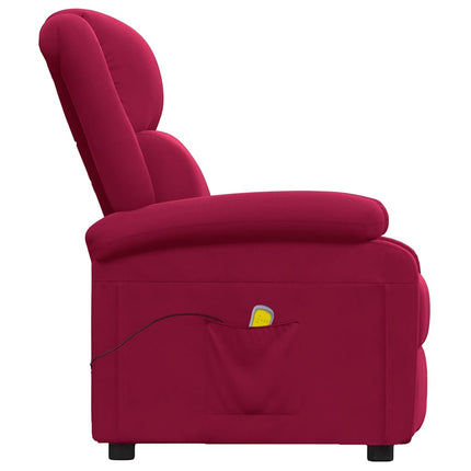 Massagefåtölj vinröd sammet