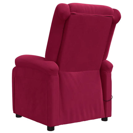 Massagefåtölj vinröd sammet