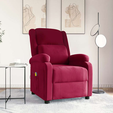 Massagefåtölj vinröd sammet