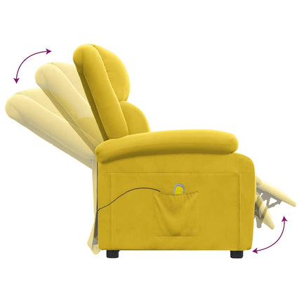 Massagefåtölj gul sammet