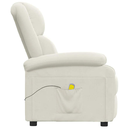 Massagefåtölj gräddvit sammet