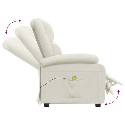 Massagefåtölj gräddvit sammet