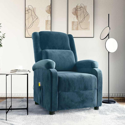 Massagefåtölj blå sammet