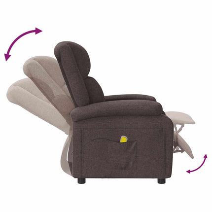 Massagefåtölj mörkbrun tyg