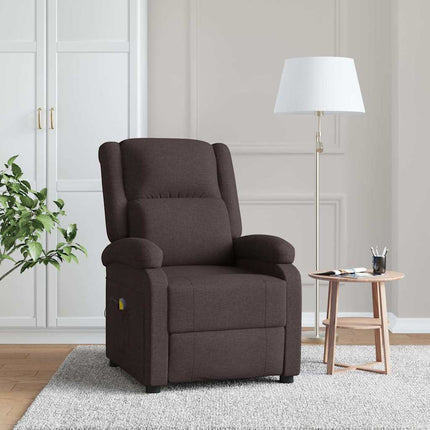 Massagefåtölj mörkbrun tyg