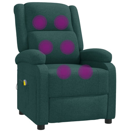 Massagefåtölj mörkgrön tyg