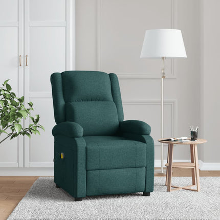 Massagefåtölj mörkgrön tyg