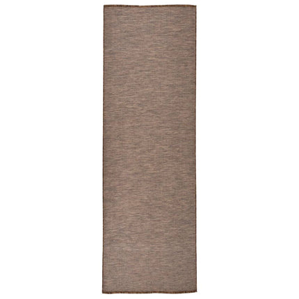 Utomhusmatta plattvävd 80x250 cm brun