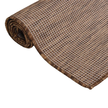 Utomhusmatta plattvävd 80x250 cm brun
