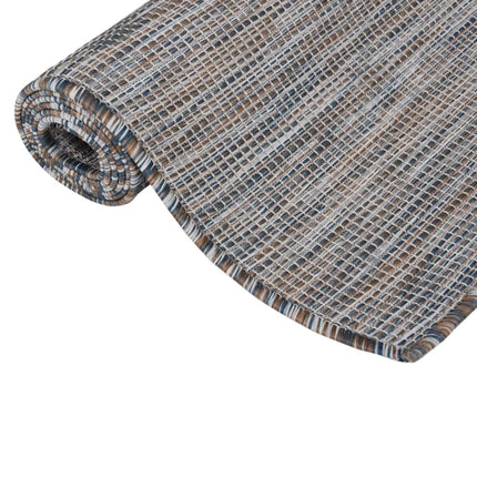 Utomhusmatta plattvävd 80x150 cm brun och blå